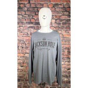 Momentum Jackson Hole Wyoming Graphic Gray Crew Neck Long Sleeve T-Shirt 2XL